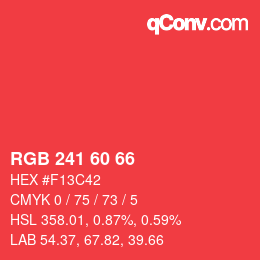 颜色代码: RGB 241 60 66 | qconv.com