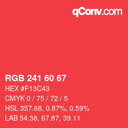 颜色代码: RGB 241 60 67 | qconv.com