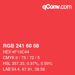 颜色代码: RGB 241 60 68 | qconv.com