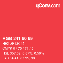 颜色代码: RGB 241 60 69 | qconv.com