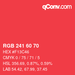 颜色代码: RGB 241 60 70 | qconv.com