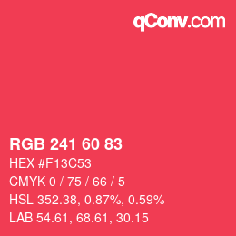 颜色代码: RGB 241 60 83 | qconv.com
