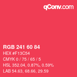 颜色代码: RGB 241 60 84 | qconv.com