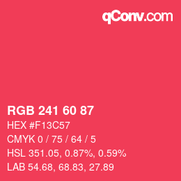 カラーコード: RGB 241 60 87 | qconv.com