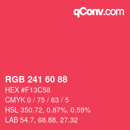 颜色代码: RGB 241 60 88 | qconv.com