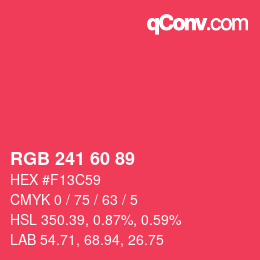 颜色代码: RGB 241 60 89 | qconv.com