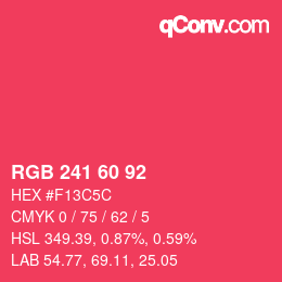 颜色代码: RGB 241 60 92 | qconv.com