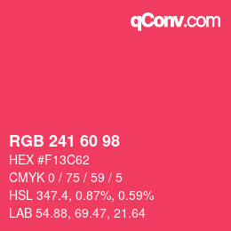 颜色代码: RGB 241 60 98 | qconv.com