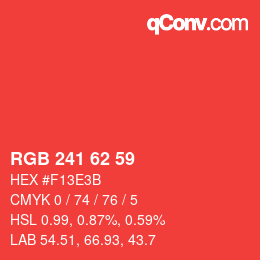 Color code: RGB 241 62 59 | qconv.com