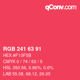 Color code: RGB 241 63 91 | qconv.com