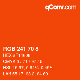 カラーコード: RGB 241 70 8 | qconv.com
