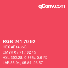 Color code: RGB 241 70 92 | qconv.com