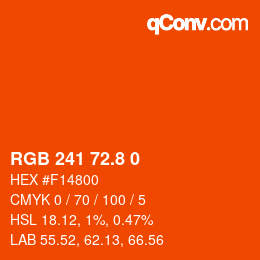 カラーコード: RGB 241 72.8 0 | qconv.com