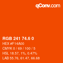 カラーコード: RGB 241 74.6 0 | qconv.com