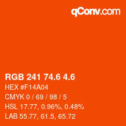 カラーコード: RGB 241 74.6 4.6 | qconv.com