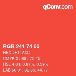 カラーコード: RGB 241 74 60 | qconv.com