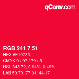 Color code: RGB 241 7 51 | qconv.com