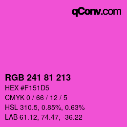 颜色代码: RGB 241 81 213 | qconv.com