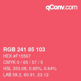 カラーコード: RGB 241 85 103 | qconv.com