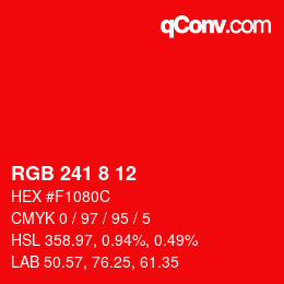 Color code: RGB 241 8 12 | qconv.com