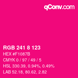 Code couleur: RGB 241 8 123 | qconv.com