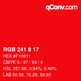 Color code: RGB 241 8 17 | qconv.com