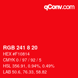 カラーコード: RGB 241 8 20 | qconv.com