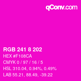 Color code: RGB 241 8 202 | qconv.com