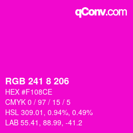 カラーコード: RGB 241 8 206 | qconv.com