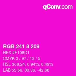 Color code: RGB 241 8 209 | qconv.com