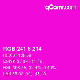 颜色代码: RGB 241 8 214 | qconv.com
