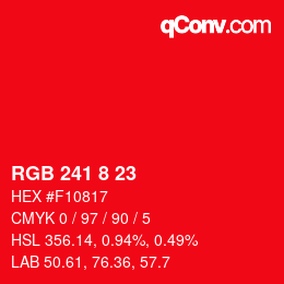 Color code: RGB 241 8 23 | qconv.com