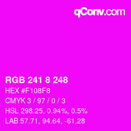 颜色代码: RGB 241 8 248 | qconv.com