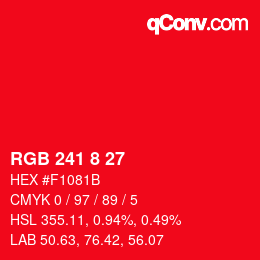 Color code: RGB 241 8 27 | qconv.com