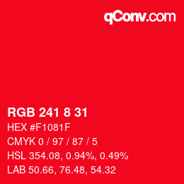 Color code: RGB 241 8 31 | qconv.com