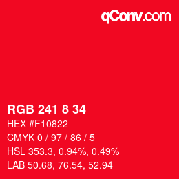 Color code: RGB 241 8 34 | qconv.com