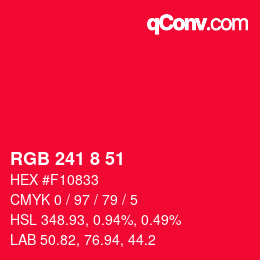 カラーコード: RGB 241 8 51 | qconv.com