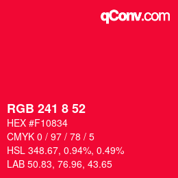 Color code: RGB 241 8 52 | qconv.com