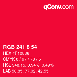Farbcode: RGB 241 8 54 | qconv.com