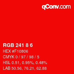 Color code: RGB 241 8 6 | qconv.com