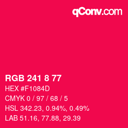 颜色代码: RGB 241 8 77 | qconv.com