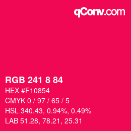 カラーコード: RGB 241 8 84 | qconv.com