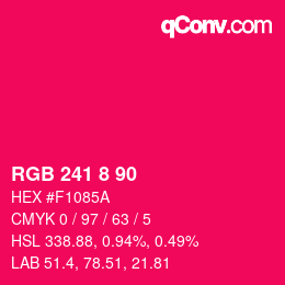 カラーコード: RGB 241 8 90 | qconv.com