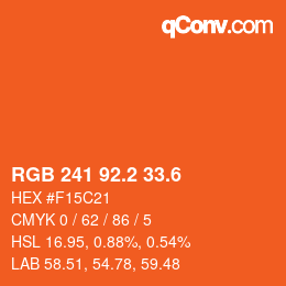 カラーコード: RGB 241 92.2 33.6 | qconv.com