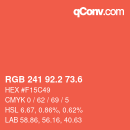 カラーコード: RGB 241 92.2 73.6 | qconv.com