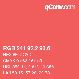 カラーコード: RGB 241 92.2 93.6 | qconv.com