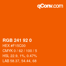 Color code: RGB 241 92 0 | qconv.com