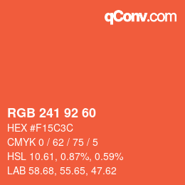 颜色代码: RGB 241 92 60 | qconv.com