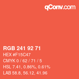 Color code: RGB 241 92 71 | qconv.com