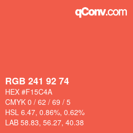 Color code: RGB 241 92 74 | qconv.com